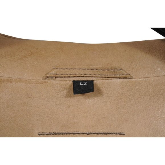 Armani Collezioni Mens Motorcycle Leather Jacket XL 42  Light Brown Tan Zip Up - Picture 11 of 14